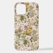 Chique Blush Roze Rose Geel Bloem Bladerpatroon iPhone Hoesje (Achterkant)