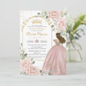 Chique Blush Roze Rozen Bloemen Prinses Quinceañer Kaart (Staand voorkant)