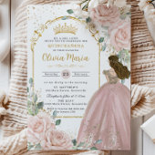 Chique Blush Roze Rozen Bloemen Prinses Quinceañer Kaart