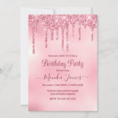 Chique Blush Roze Sparkle Glitter Drips Verjaardag Kaart (Voorkant)