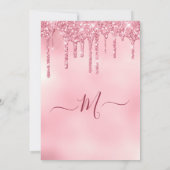 Chique Blush Roze Sparkle Glitter Drips Verjaardag Kaart (Achterkant)