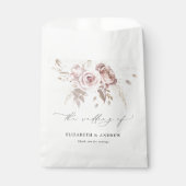 Chique Blush Roze Stoffig Roos Bloemen Bruiloft Bedankzakje (Voorkant)