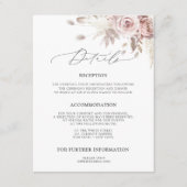 Chique Blush Roze Stoffig Roos Bloemen Bruiloft De Informatiekaartje (Voorkant)