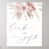 Chique Blush Roze Stoffig Roos Bloemen Kaarten en Poster (Voorkant)