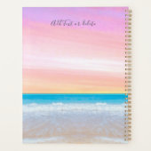 Chique Blush Roze Strand 2 Harten in Zand Bruiloft Planner (Achterkant)