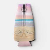 Chique Blush Roze Strand Bruiloft 2 Harten Flesjeskoeler (Achterkant)