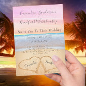 Chique Blush Roze Strand Bruiloft 2 Harten in het  Kaart