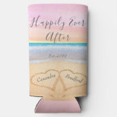 Chique Blush Roze Strand Bruiloft 2 Harten Seltzer Blikjeskoeler (Achterkant)