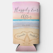 Chique Blush Roze Strand Bruiloft 2 Harten Seltzer Blikjeskoeler (Voorkant)