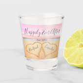Chique Blush Roze Strand Koppels Harten Zand Shot Glas (Voorkant)