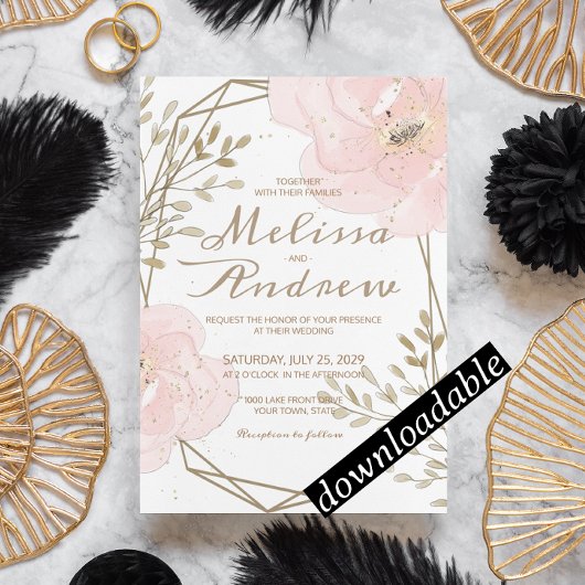 Chique Blush Roze & Taupe Romantische Bloemen Brui Kaart