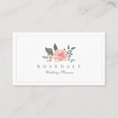 Chique Blush Roze Waterverf Bloemen Roos & Groen Visitekaartje (Voorkant)