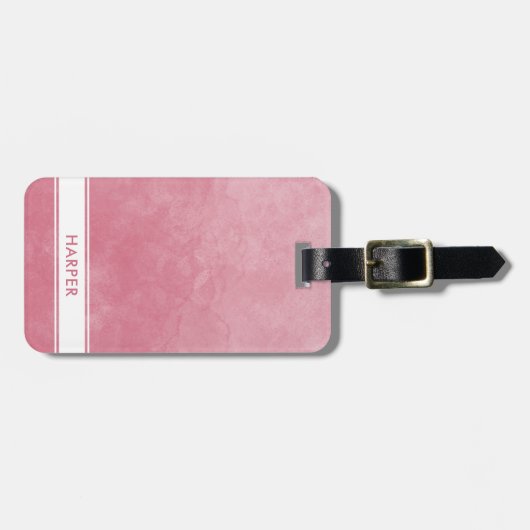 Chique Blush Roze Waterverf Wassen Modern Vrouweli Bagagelabel (Voorkant horizontaal)