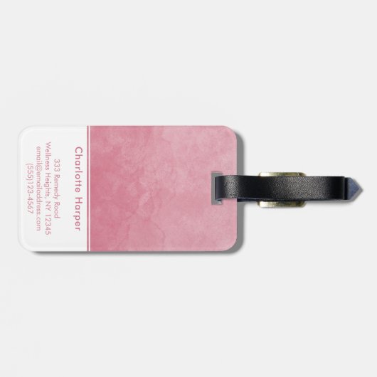 Chique Blush Roze Waterverf Wassen Modern Vrouweli Bagagelabel (Achterkant horizontaal)