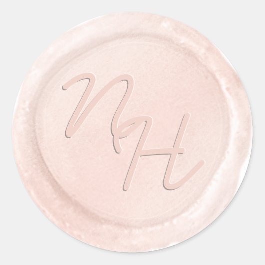 Chique Blush Roze Wax Envelop Seal Monogram Sticke Ronde Sticker (Voorkant)
