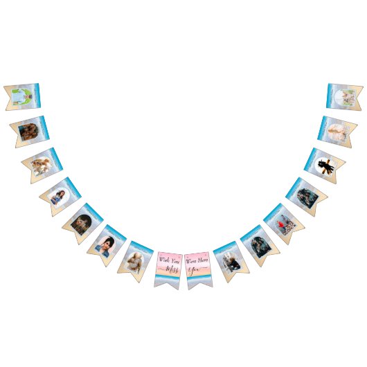 Chique Blush Roze Zonsondergang Strand Bruiloft Vlaggetjes (Alle)