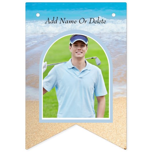 Chique Blush Roze Zonsondergang Strand Bruiloft Vlaggetjes (Eerste vlag)