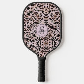 Chique Blush Roze Zwart Goud Luipaard Print Meisje Pickleball Paddle (Achterkant)