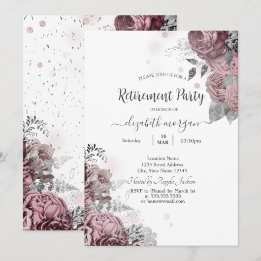 Chique Blush Rozen Pensioen   Kaart (Voorkant / Achterkant)