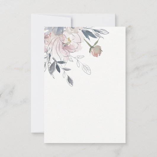 Chique Blush Waterverf Bloemen Bruiloft Details RSVP Kaartje (Achterkant)
