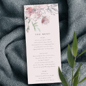 Chique Blush Waterverf Bloemen Bruiloft Menu Kaart