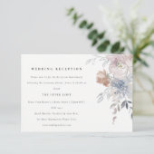 Chique Blush Waterverf Bloemen Bruiloft Receptie Informatiekaartje (Staand voorkant)