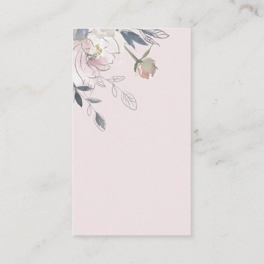 Chique Blush Waterverf Bloemen Bruiloft Wishing We Informatiekaartje (Achterkant)