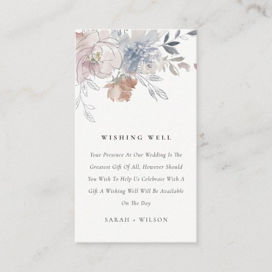 Chique Blush Waterverf Bloemen Bruiloft Wishing We Informatiekaartje (Voorkant)