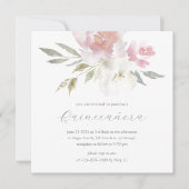 Chique Blush Waterverf Bloemen Quinceanera Foto Kaart (Voorkant)