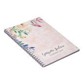 Chique Blush Waterverf Floral Monogram Aangepaste  Notitieboek (Rechterzijde)