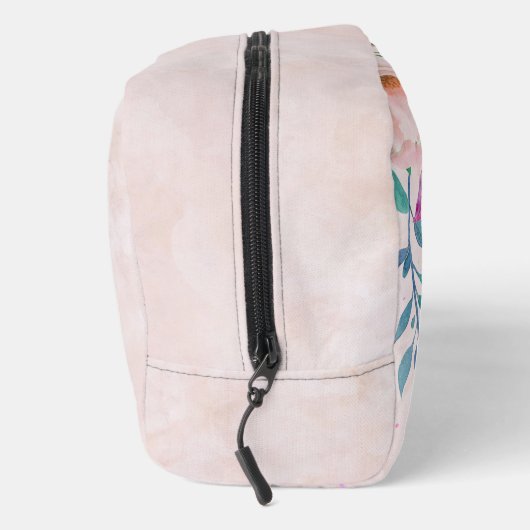 Chique Blush Waterverf Floral Monogram Aangepaste  Toilettasje (Rechts)