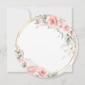 Chique Blush Zacht Roze Bloemen Goud Groen Bruilof Kaart (Achterkant)