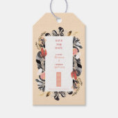 Chique Blush & Zwarte Bloem Bruiloft Save the Date Cadeaulabel (Voorkant)