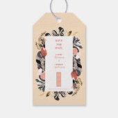 Chique Blush & Zwarte Bloem Bruiloft Save the Date Cadeaulabel (Achterkant)