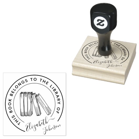 Chique Boekenplank Elegante Ronde Op Maat Gemaakte Rubberstempel (Gestempeld)