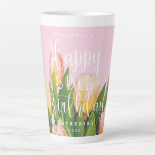 Chique Boeket Tulp Foto Verjaardag Roze Latte Mok
