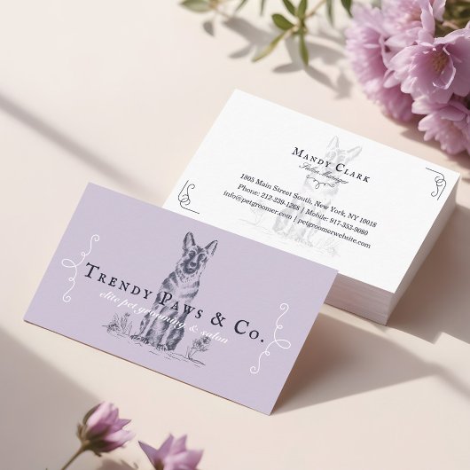 Chique boetiekstijl Pet Salon Duitse Herder Hond Visitekaartje