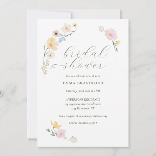 Chique Boheemse Pastelkleurige Wilde Bloemen Kaart (Voorkant)