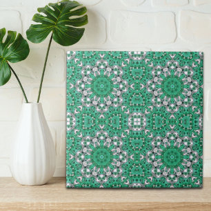 Chique Bohemian Patroon Smaragd Groene Mandala Tegeltje