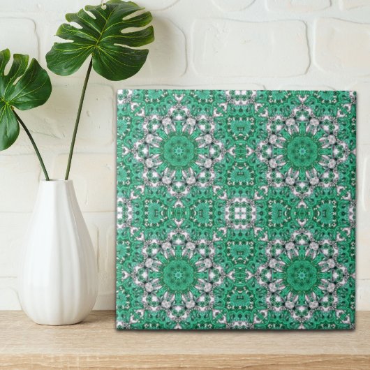 Chique Bohemian Patroon Smaragd Groene Mandala Tegeltje