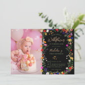 Chique boho-achtige heldere wilde bloemen 1e verja kaart (Staand voorkant)