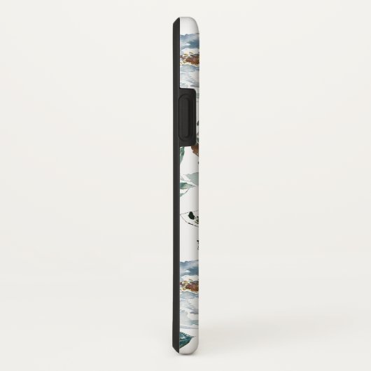 Chique Boho bladeren en blauwe bloemen monogram Case-Mate iPhone Case (Achterkant/rechts)