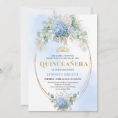 Chique Boho Blauwe Hydrangea 15e Verjaardagsuitnod Kaart (Voorkant)