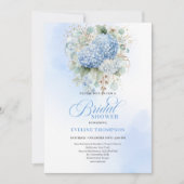Chique Boho Blauwe Hydrangea Bruidsuitnodiging Kaart (Voorkant)