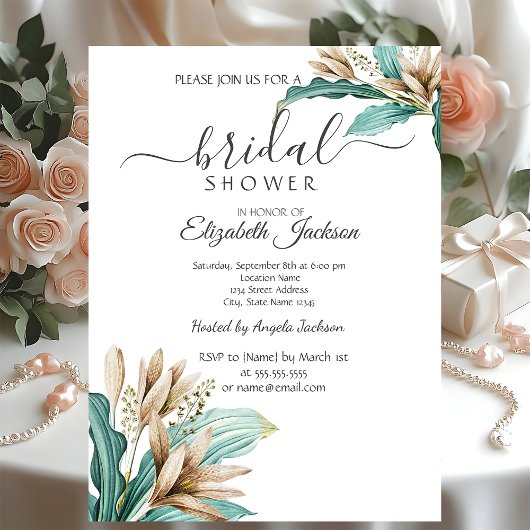 Chique Boho Bloemen Bladeren Bruids Bruiloft Kaart