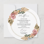 Chique Boho Bloemen Bruiloft Cirkel Menu Kaarten (Voorkant)