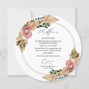 Chique Boho Bloemen Bruiloft Cirkel Menu Kaarten