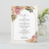 Chique Boho Bloemen Bruiloftsmenu Kaart (Staand voorkant)
