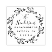 Chique Boho Bloemen krans retouradres Zelfinktende Stempel (Design)