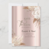Chique Boho Bloemen Roze Goud Trouw  Save The Date (Voorkant)